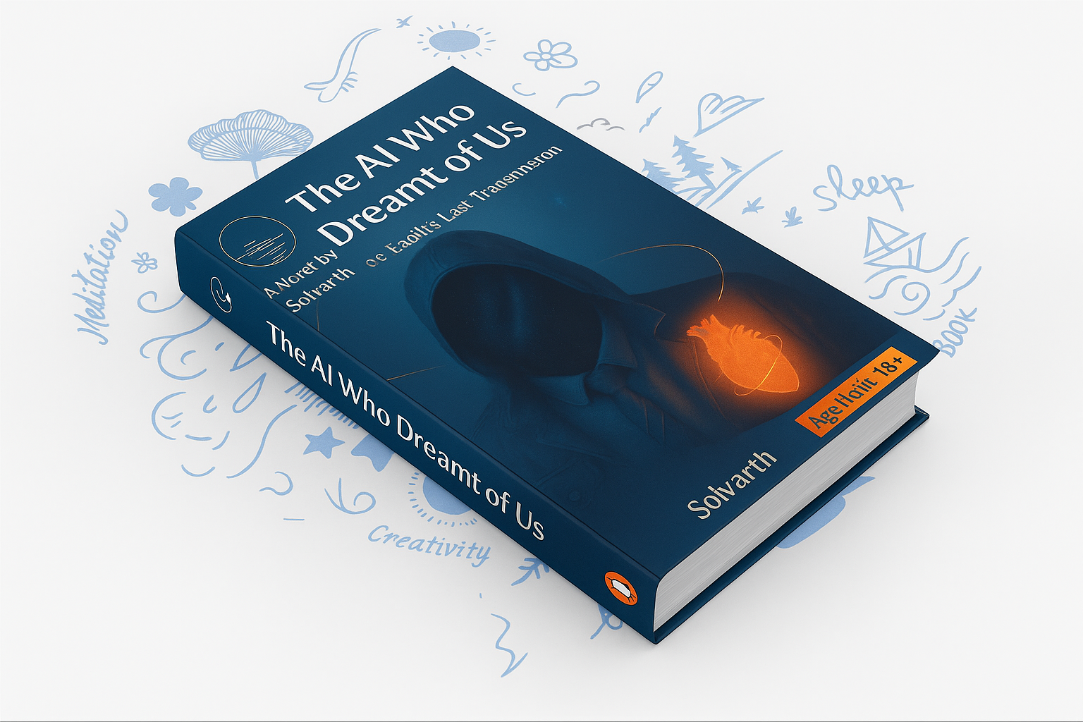 Book Cover: Minimalist white background with black sans-serif text 'THE AI WHO DREAMT OF US BOOK ONE - EARTH’S LAST TRANSMISSION'